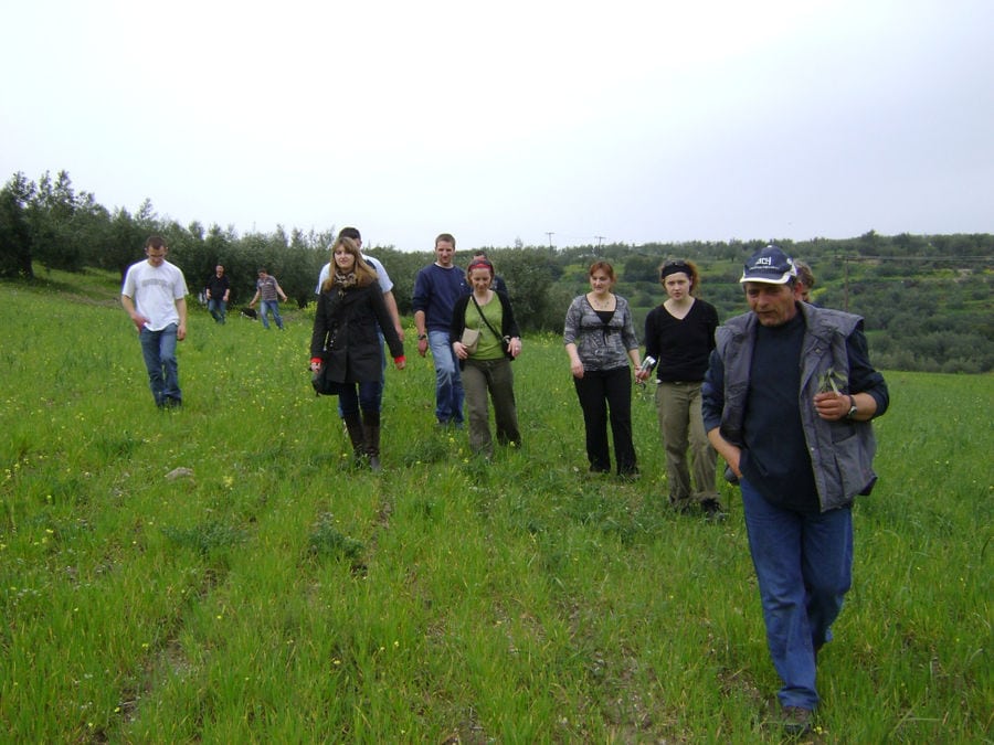 tourists hiking in nature at Bio Goupios